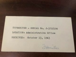 Ss United States Checked Out Ship Typewriter Receipts Admin.  Office Signed 1963