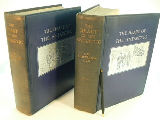 E.  H.  Shackleton Heart Of The Antarctic 1909 1st 2 Lrg Vols 4 Fold Maps & Chart