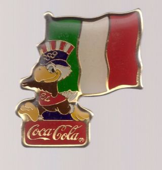 1984 Coca Cola Olympic Flag Pin Los Angeles Italy Sam Coke