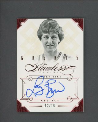 2012 - 13 Flawless Greats Ruby Larry Bird Boston Celtics Hof On Card Auto 2/15
