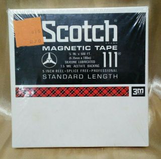 Scotch 3m 5 Inch Reel To Reel Magnetic Tape 111,  1/4 In X 600 Ft Nos