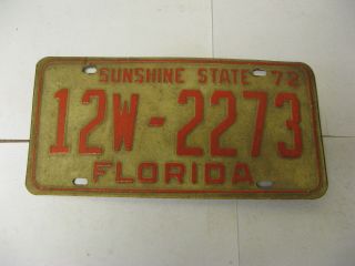 1972 72 Florida Fl License Plate 12w - 2273
