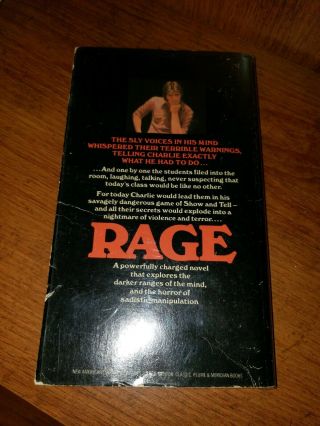 Rage by Richard Bachman (Stephen King) 1st Edition,  1st Printing. 2