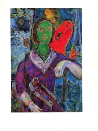 1972 Vintage Marc Chagall " Portrait Of Vava " Fabulous Color Offset Lithograph
