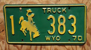 1970 Wyoming Truck License Plate 1 - 383