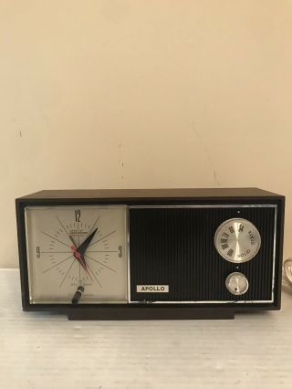 Vintage Apollo Solid State Telechron Alarm Clock Am/fm Radio - Only Clock