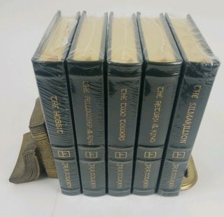 5 Vol Tolkien Set Lord Of The Rings Hobbit Silmarillion Easton Press