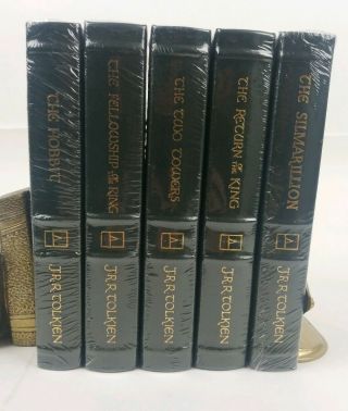 5 Vol Tolkien Set Lord of the Rings Hobbit Silmarillion Easton Press 2