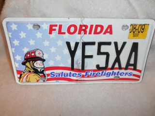 Florida Specialty License Plate Tag Salutes Firefighters 2009