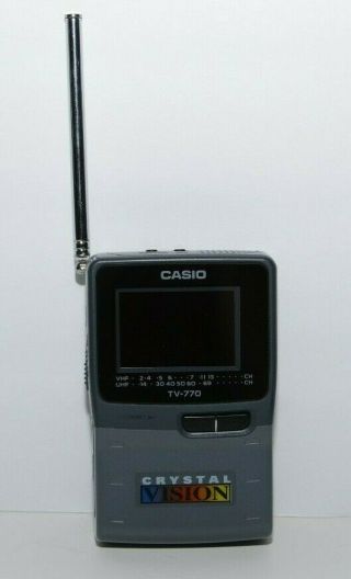 Vintage Collectible Casio Tv 770 Portable Pocket Lcd Color Tv 2.  3 " Screen