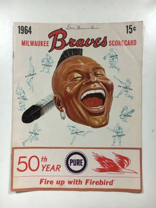 1964 Milwaukee Braves Scorecard Program Ex Aaron Clemente Unscored