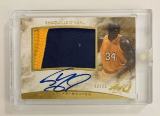 Shaquille O’neal Leaf Q 2 Color Lakers Patch Auto 12/25