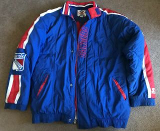 Men’s Vintage Nhl York Rangers Starter Full Zip Jacket Size Xl Euc
