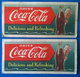 Vintage 1951 Coca - Cola Coaster Two Ink Blotter/sign - Litho In Usa