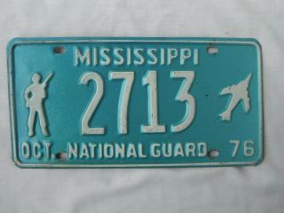 1976 Mississippi National Guard License Plate Tag