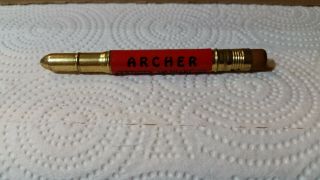 Vintage " Archer Certified Aircraft Oil " Bullet Pencil