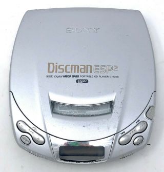 Sony Walkman D - E200 Discman Esp2 Mega Bass Cd Compact Disc Player Silver