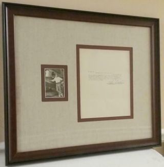 L Ron Hubbard Signed Framed Letter 1950 W/photo