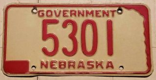 Nebraska " Government " License Plate 5301