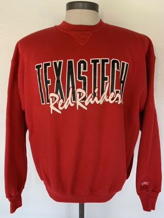 Vintage Texas Tech University Red Raiders Crewneck Sweatshirt Bike