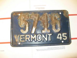 1945 45 Vermont Vt License Plate 5716