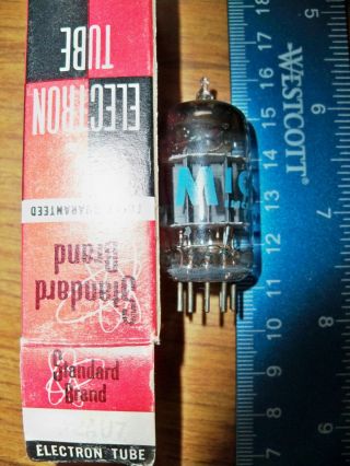 Strong Nos Micro By Ge Short Gray Plate Fat D Getter 12au7a / Ecc82 Tube
