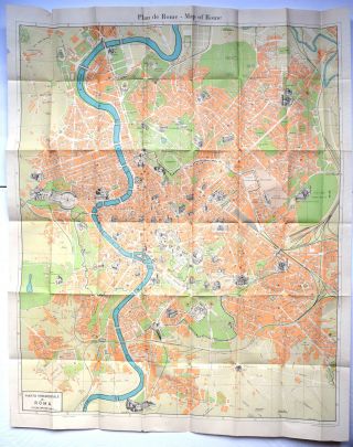 1950s Map Of Rome By Instituto Poligrafico Dello Stato & City Map By Twa
