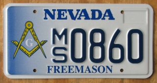 Nevada Masonic / Masons License Plate 2005 0860