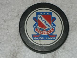 Oshawa Generals Major Junior Puck Oha Official Jr.  A Circa 1981 Hole In Back