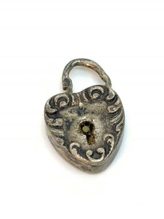 Vtg Sterling Silver Miniature Lock Charm Signed 1/4”