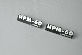 Pair Vintage Pioneer Hpm - 60 Speaker Grille Metal Badges
