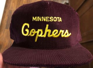 Vintage Minnesota Gophers Corduroy Snapback Hat Made In Usa