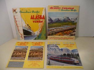 (4) Vintage Canadian Pacific Railroad Travel Brochures Alaska Across Canada