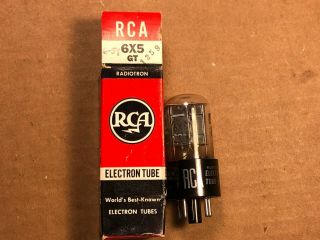 Nos Nib 1959 Rca 6x5gt Rectifier Tube Tests Great Black Plate