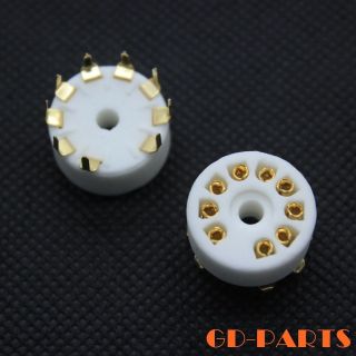 9 Pins Ceramic Vacuum Tube Sockets For 12ax7 Ecc83 12at7 6dj8 Pcb Mount Goldx10