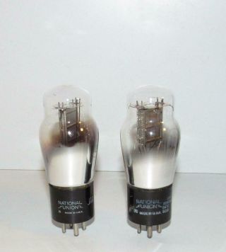 Matched Pair (2) National Union Type 12a St Power Amplifier Tubes.  Tv - 7 Test Nos.