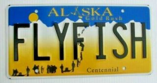 Alaska Vanity License Plate " Flyfish " Tie Flies Fishing Trout Rod Reel Fly Fish