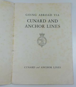 Cunard and Anchor Line Brochure - 1920 ' s? - Cunard Steam Ship Company - 30 Pages 2