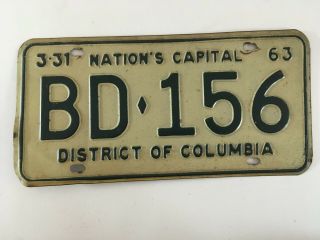 1963 Washington Dc License Plate District Of Columbia 100 All Paint