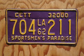 1962 Louisiana Purple License Plate