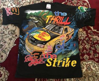 Vintage 90’s Dale Earnhardt Xl Bass Pro Shops T - Shirt All Over Double Sided