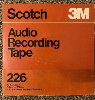 Scotch 3m 226 Reel To Reel 1/4 " 2500 Ft Mastering Master Audio Recording Tape