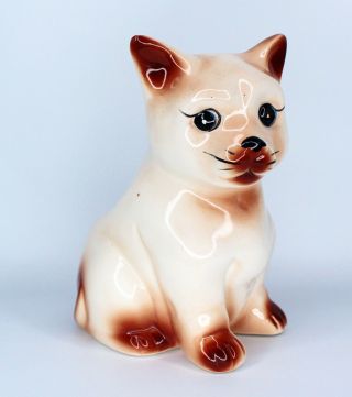 Vintage Ceramic Siamese Cat Kitten Planter By G.  W.  T4202 Brown & Tan 1950’s