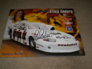 Signed 2005 Erica Enders " Livin It " Nhra Pro Stock Drag Racing Series Postcard