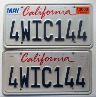 California 2003 License Plate Pair 4wic144