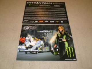 Signed 2017 Brittany Force " Monster " Nhra Top Fuel Drag Racing Series Postcard