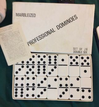 Plastech Vintage Marbleized Professional Dominos Set Of 28 Double Six Standard
