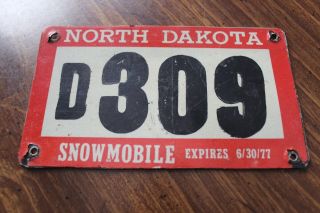 North Dakota Snowmobile License Plate 1976 - 1977 Dealer ? Plate