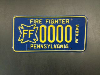 Pennsylvania Sample License Plate Fire Fighter