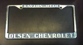 Vintage Olsen Chevrolet Layton Utah License Plate Frame